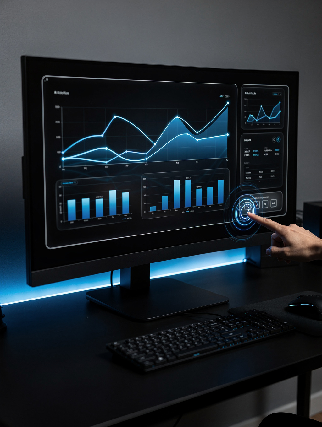 Advanced AI productivity dashboard showing real-time data analytics